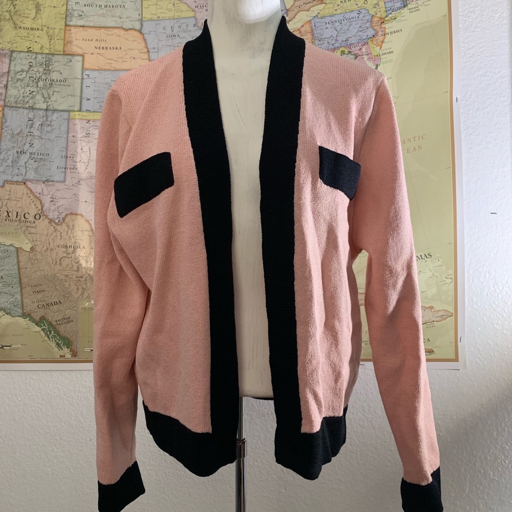 St.john separates pink and black cardigan